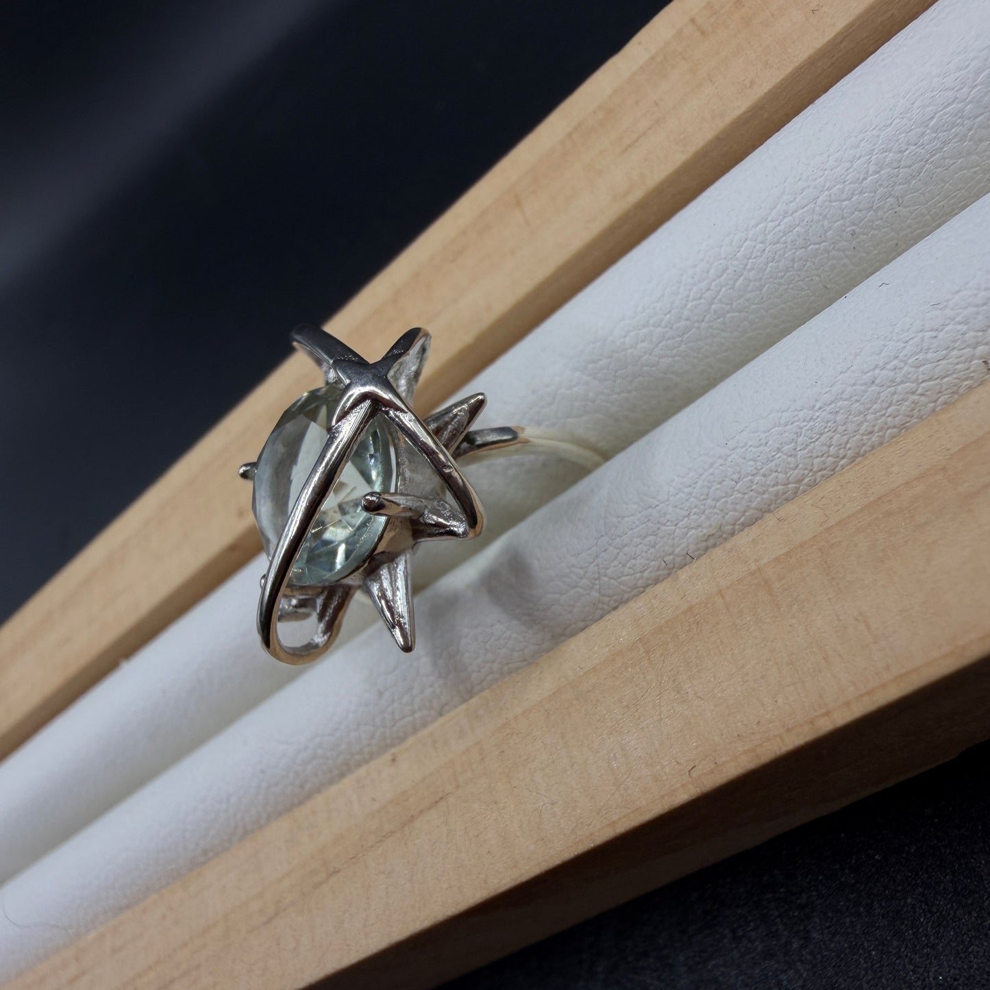 Green Quartz S925 Adjustable Ring