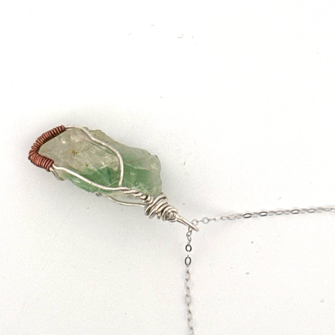 Green Lemurian Fluorite S925 Handmade Necklace