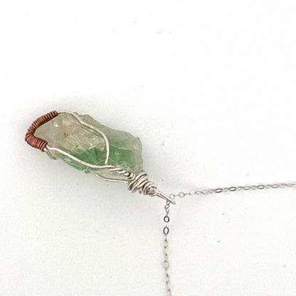 Green Lemurian Fluorite S925 Handmade Necklace