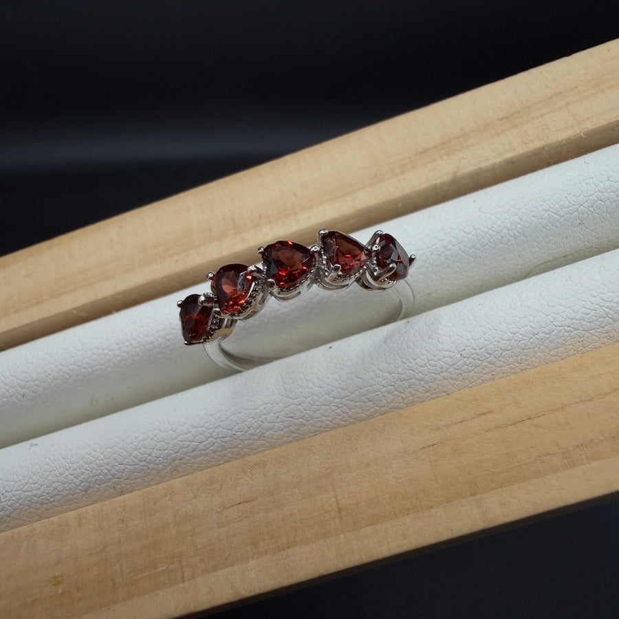 Garnet Heart S925 Adjustable Ring