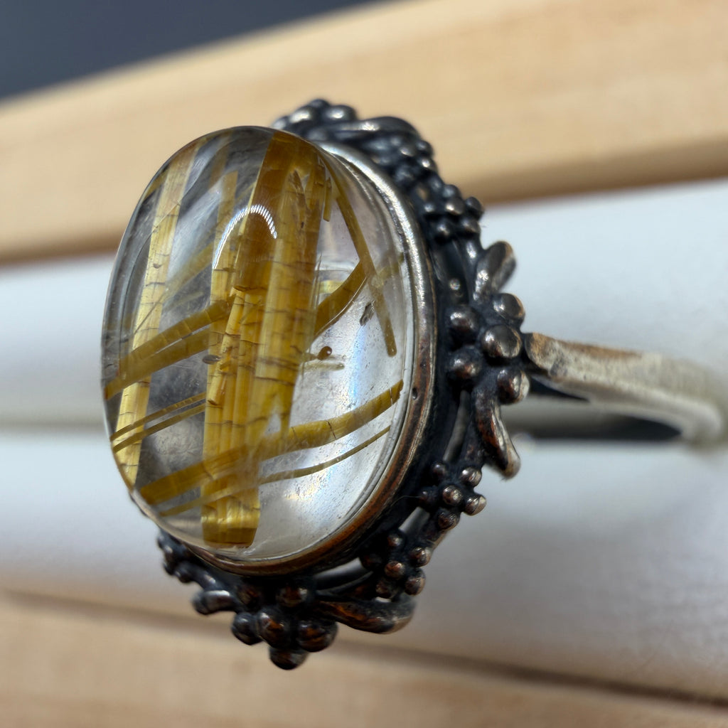 Golden Rutile S925 Adjustable Ring