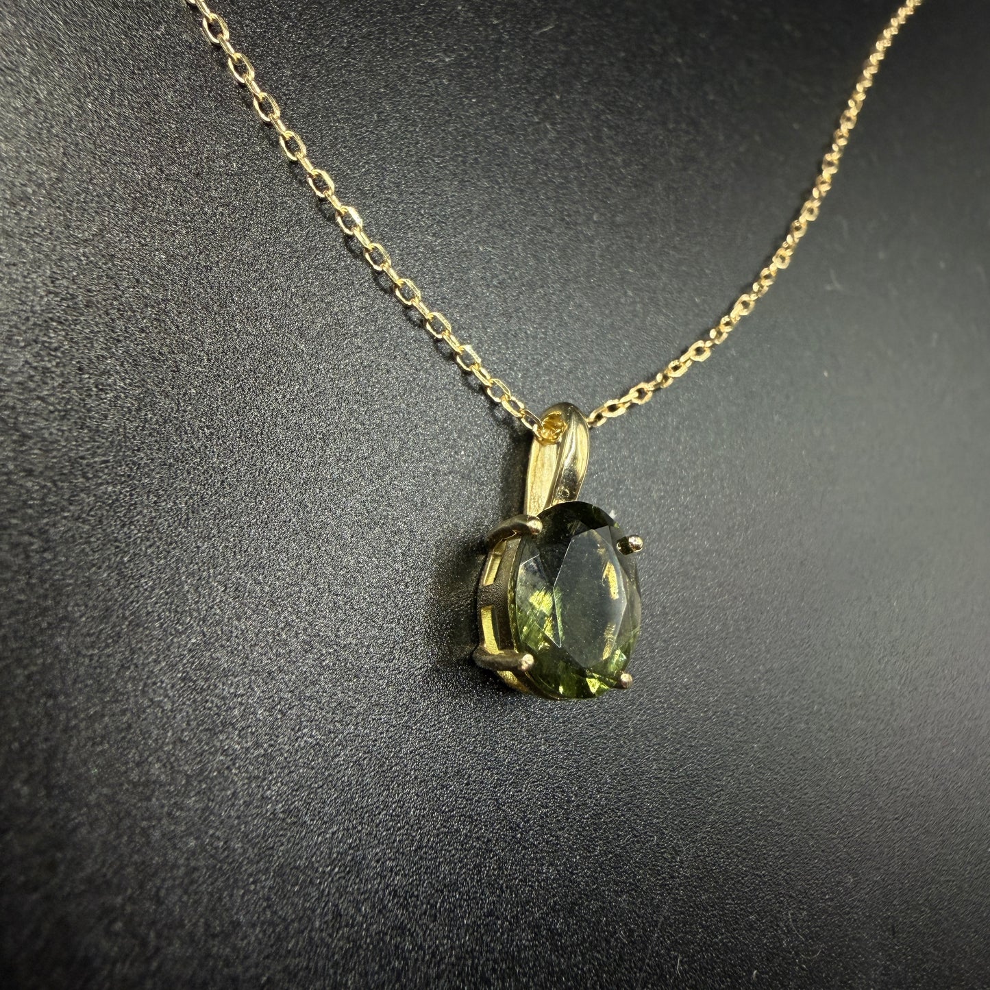 9ct Gold Moldavite Certified Necklace
