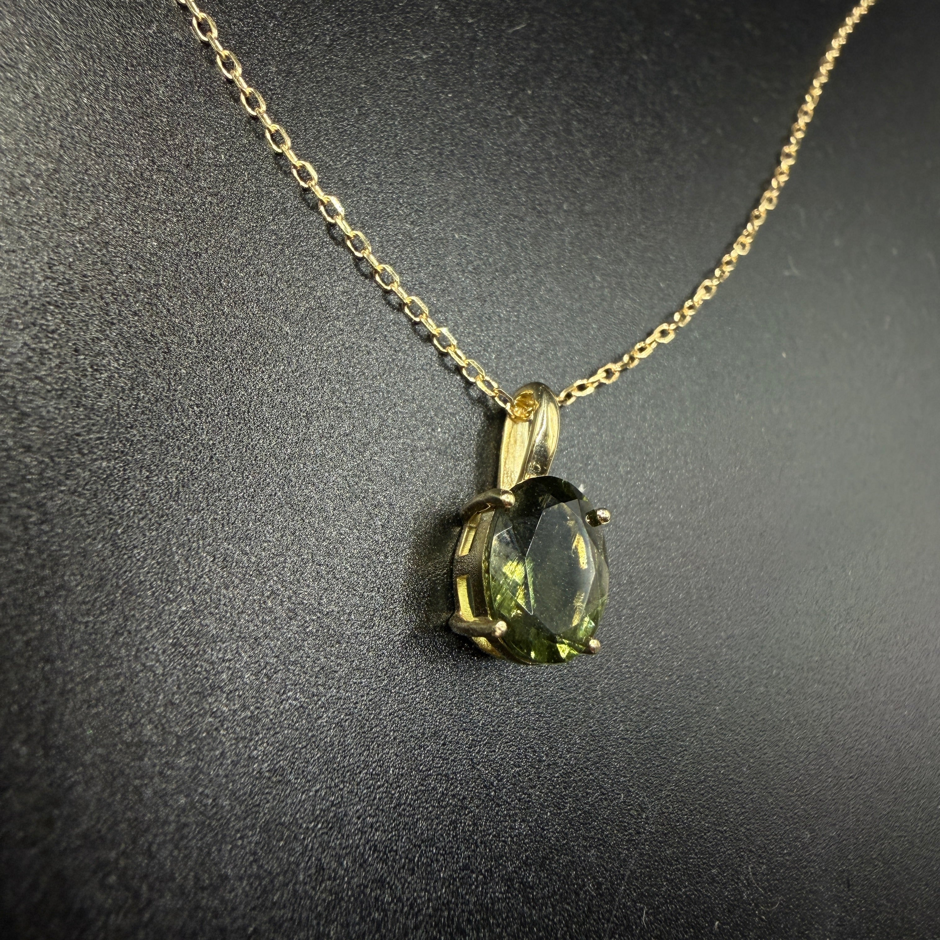 9ct Gold Moldavite Certified Necklace