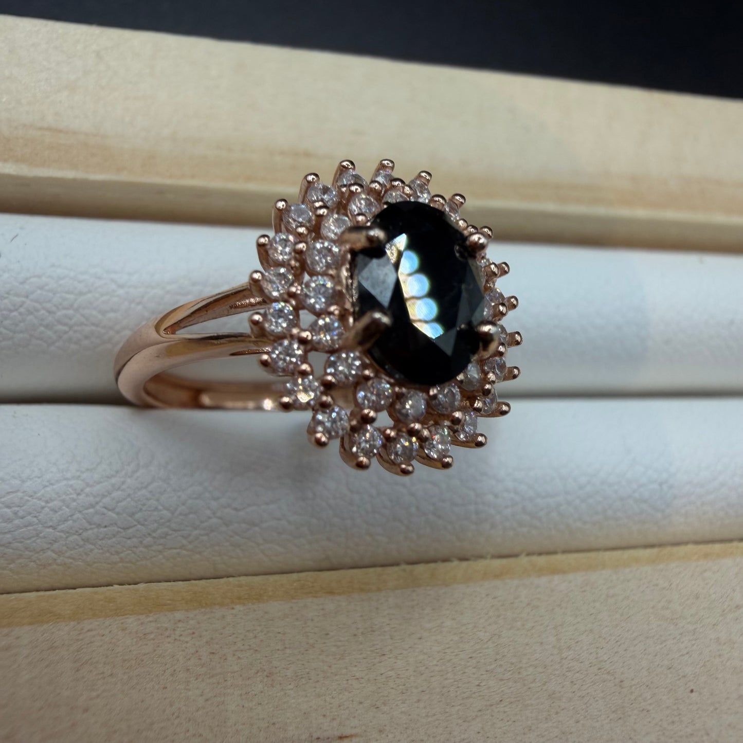 Black Spinel Copper S925 Adjustable Ring