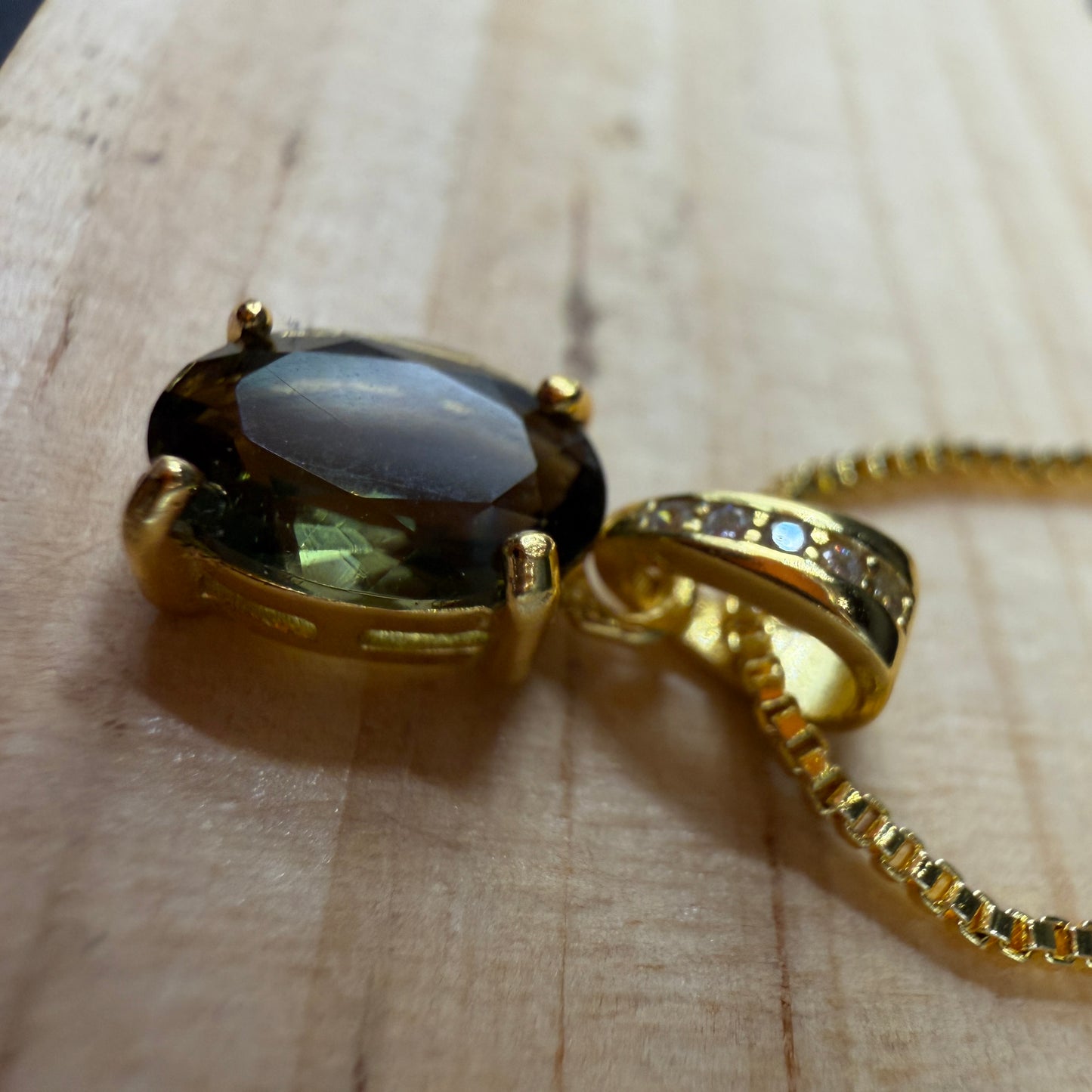 Moldavite Gold Certified Necklace