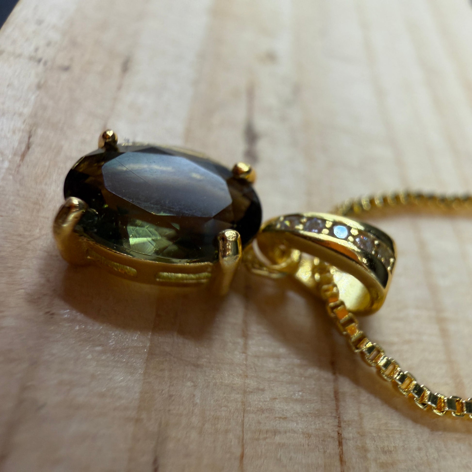 Moldavite Gold Certified Necklace