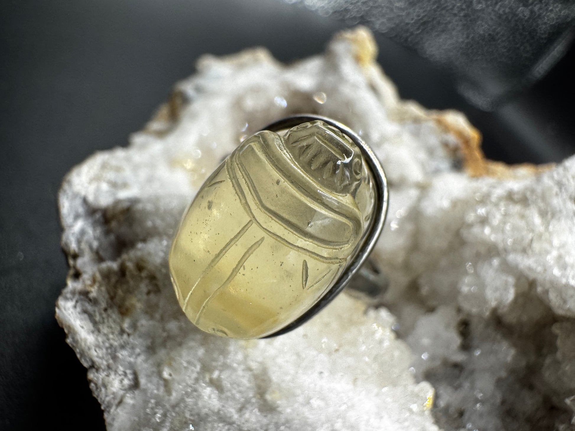 Libyan Desert Glass Scarab Ring