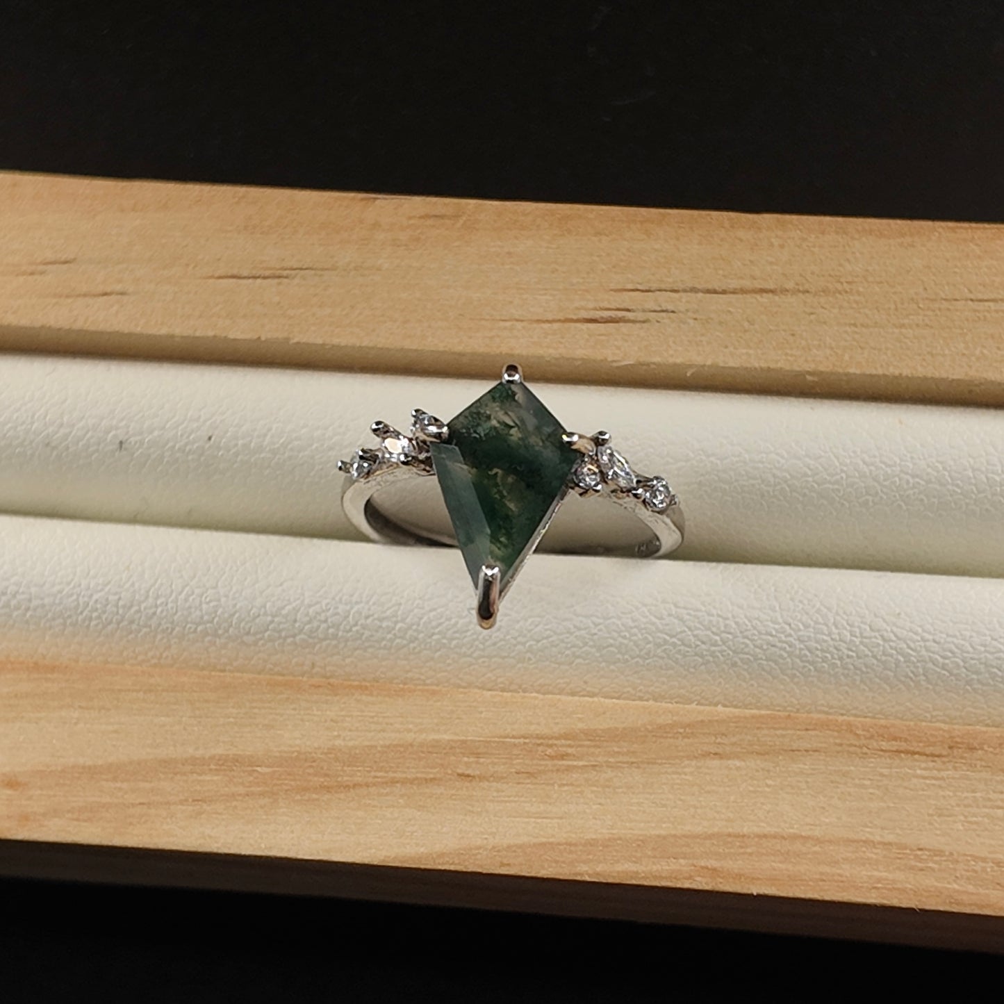 Moss Agate S925 Adjustable Ring
