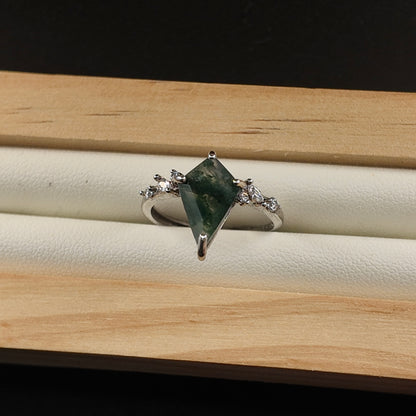 Moss Agate S925 Adjustable Ring