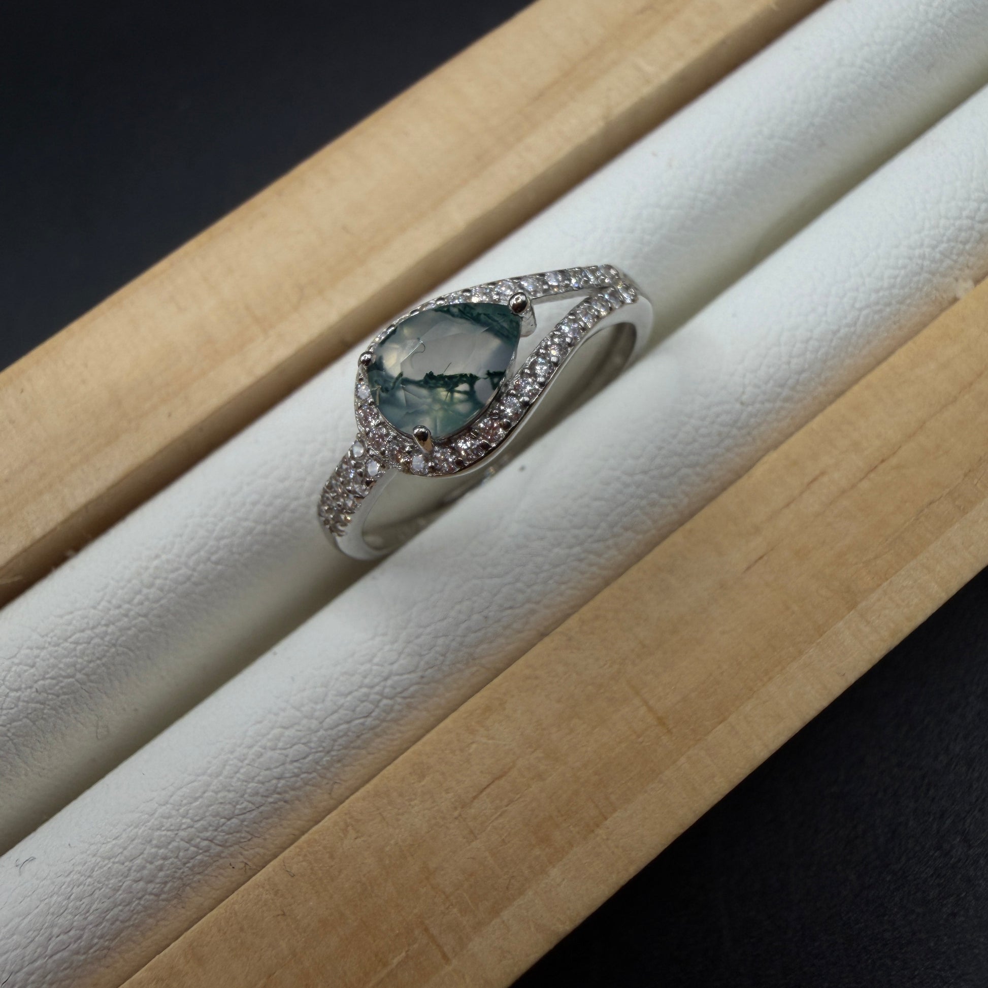 Moss Agate S925 Adjustable Ring