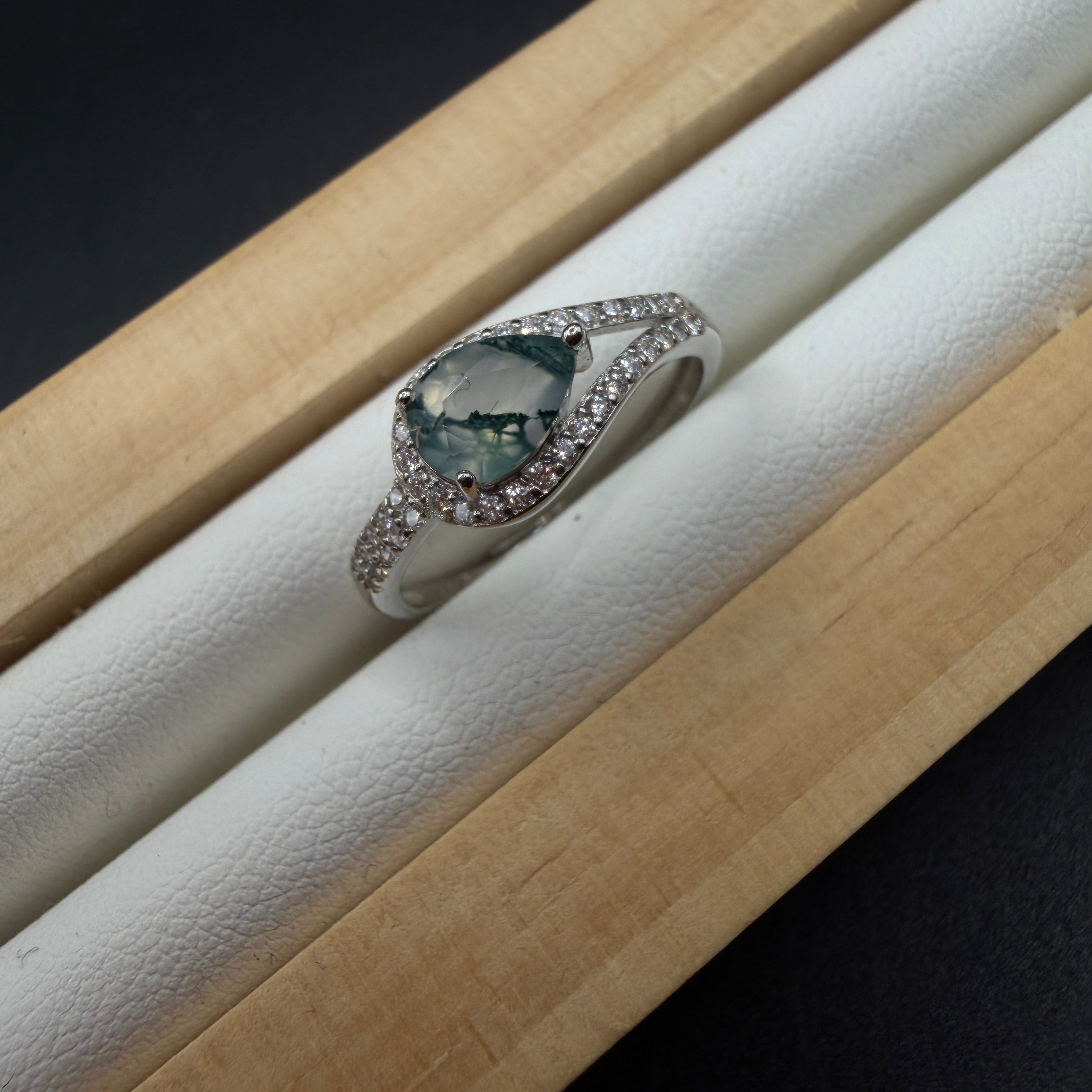 Moss Agate S925 Adjustable Ring