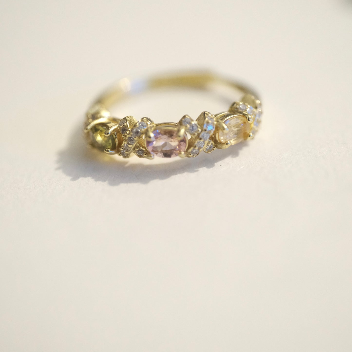 Tourmaline S925 Gold Adjustable Ring