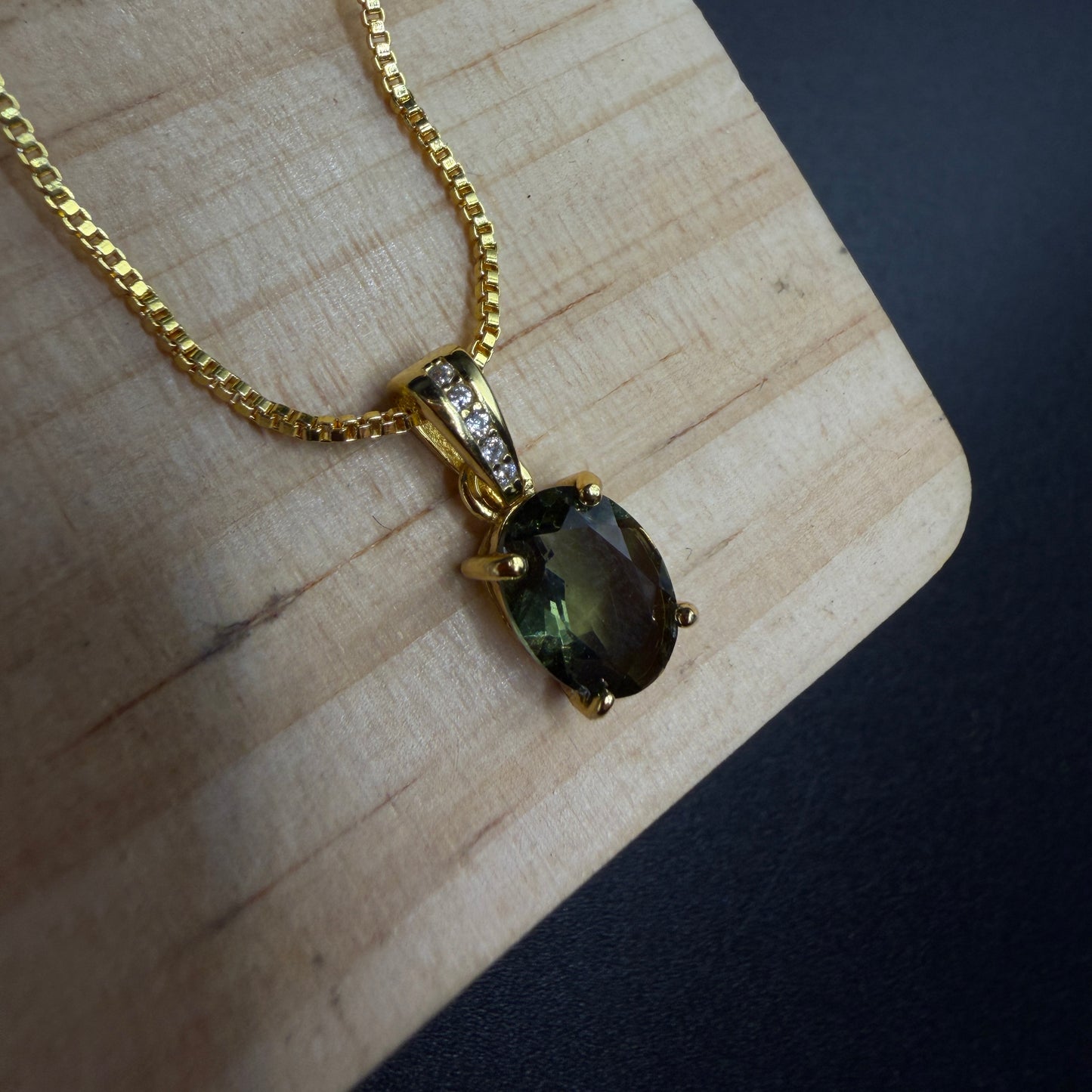 Moldavite Gold Certified Necklace