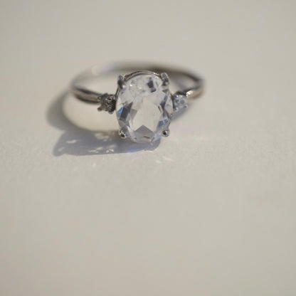Clear Quartz S925 Adjustable Ring