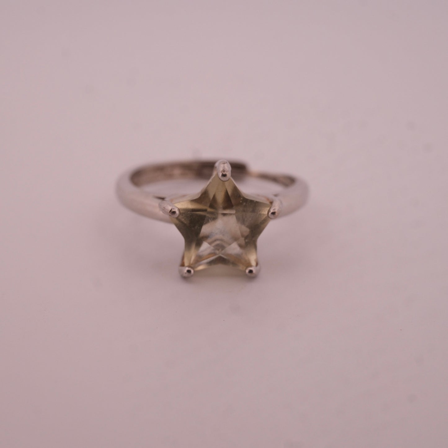 Libyan Desert Glass Star S925 Adjustable Certified Ring