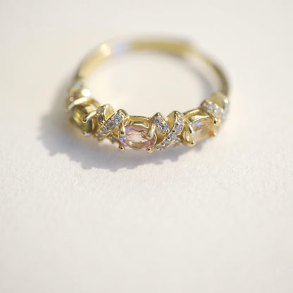Tourmaline S925 Gold Adjustable Ring