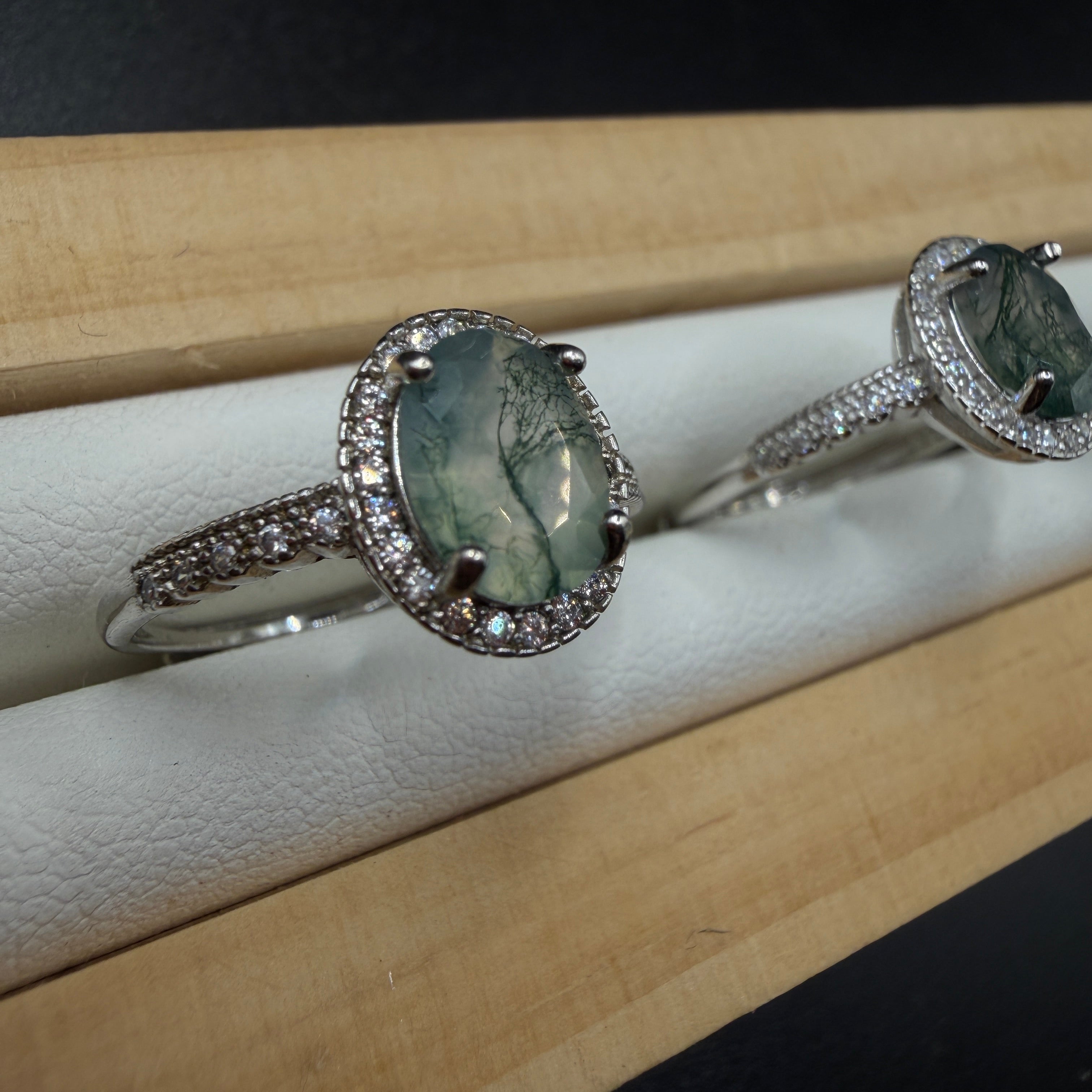 Moss Agate S925 Adjustable Ring