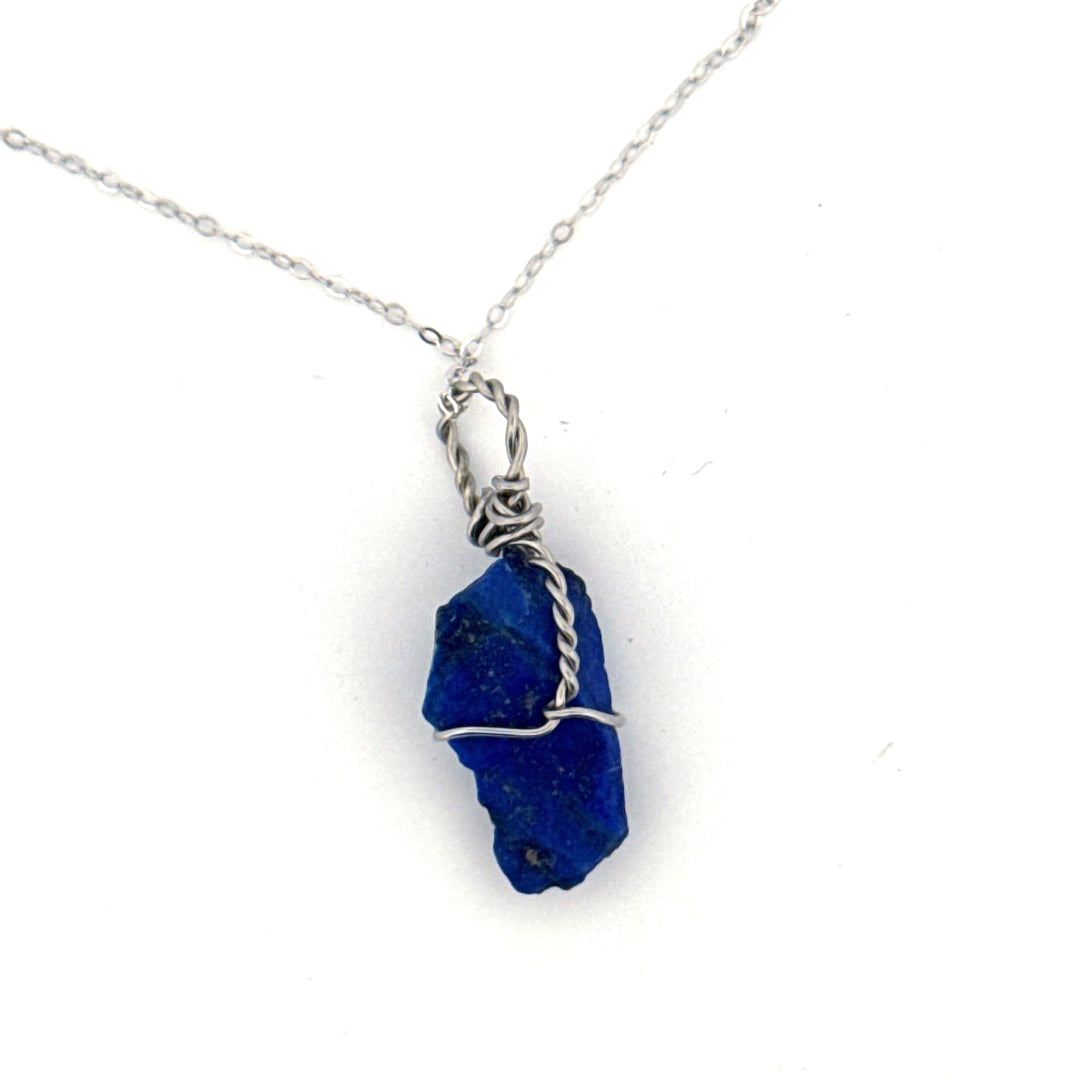 Raw Lapis Lazuli Handmade Necklace on S925 Chain