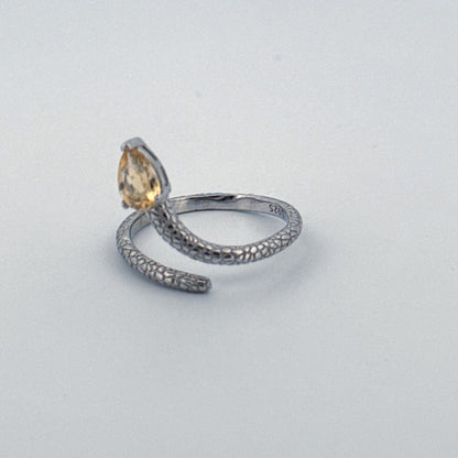 Citrine Snake S925 Adjustable Ring