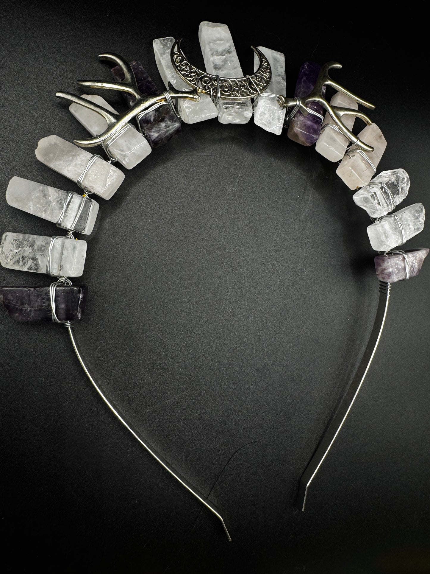 Amethyst and Rose Quartz Crystal Crown