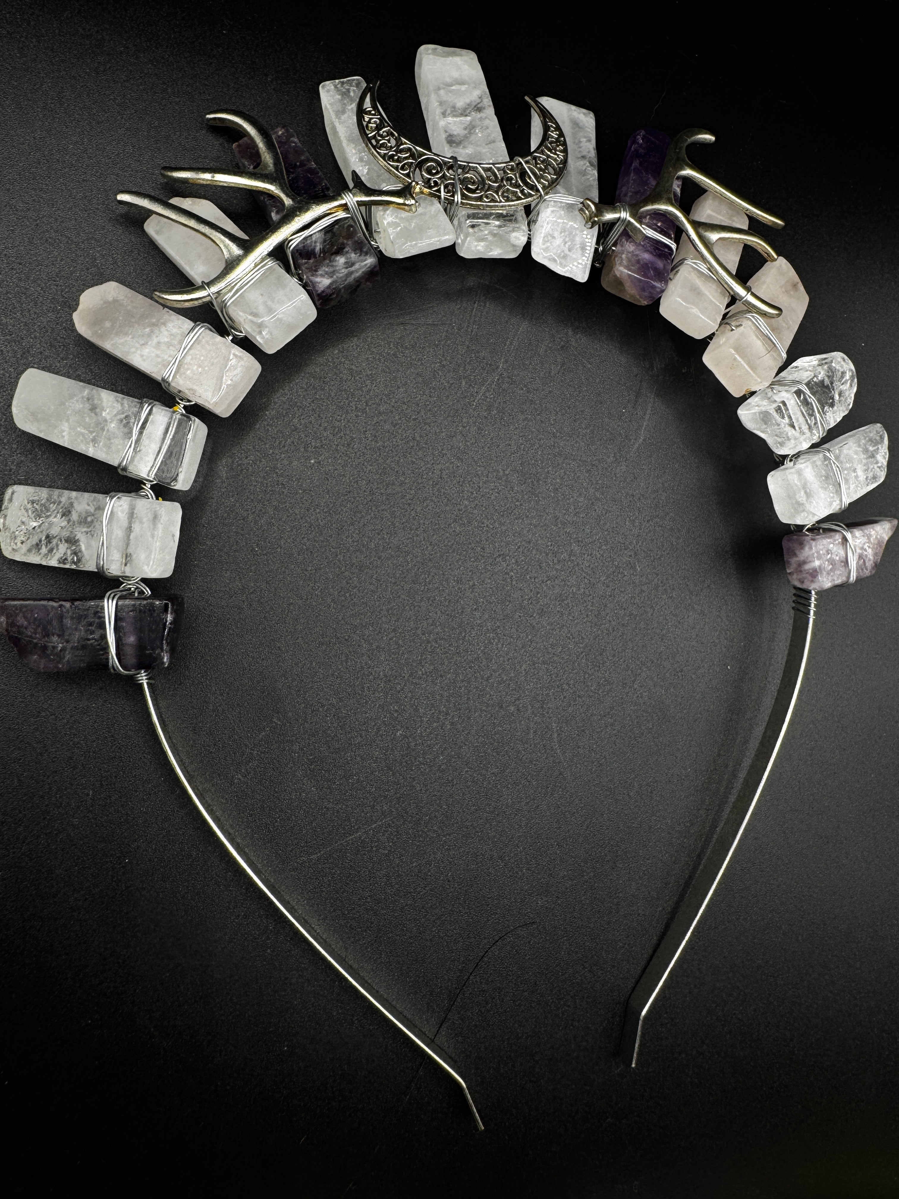 Amethyst and Rose Quartz Crystal Crown