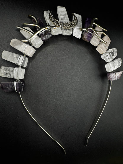 Amethyst and Rose Quartz Crystal Crown