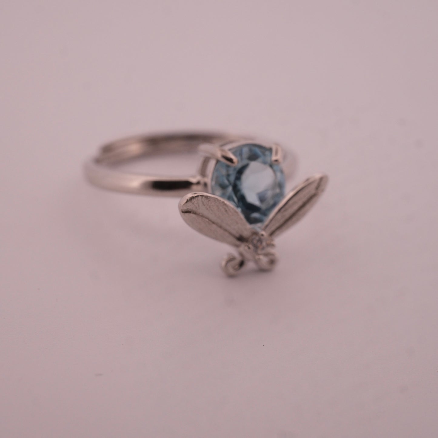 Blue Topaz Bee S925 Adjustable Ring