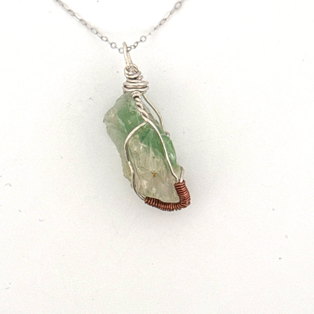 Green Lemurian Fluorite S925 Handmade Necklace