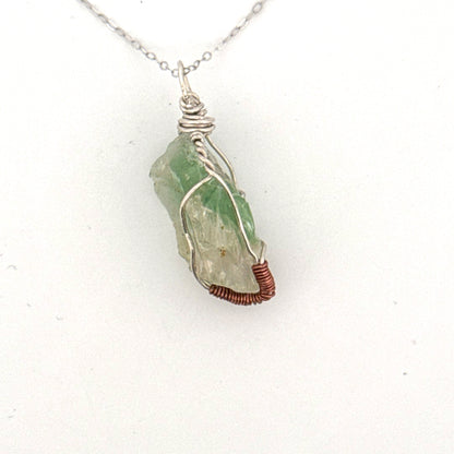 Green Lemurian Fluorite S925 Handmade Necklace