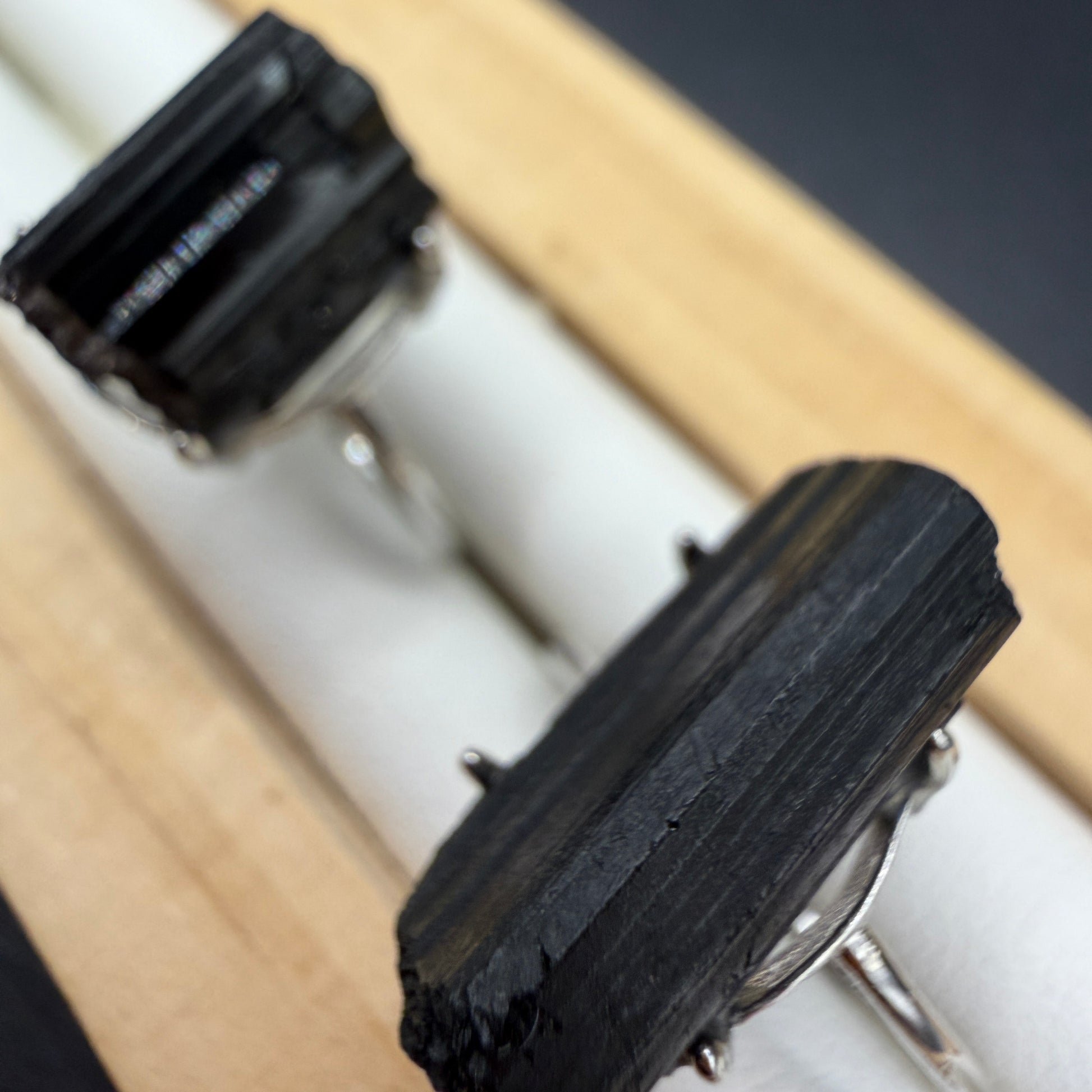 Black Tourmaline S925 Adjustable Ring