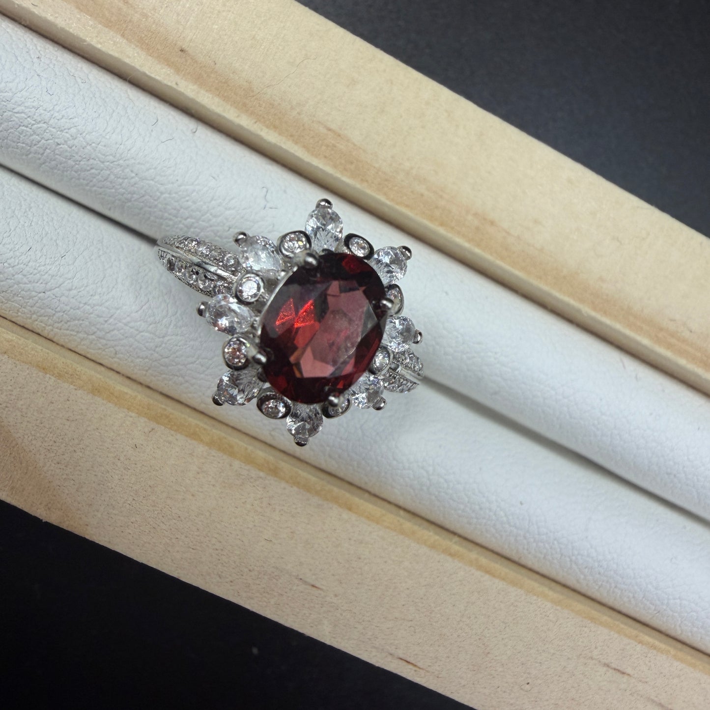 Garnet S925 Adjustable Ring