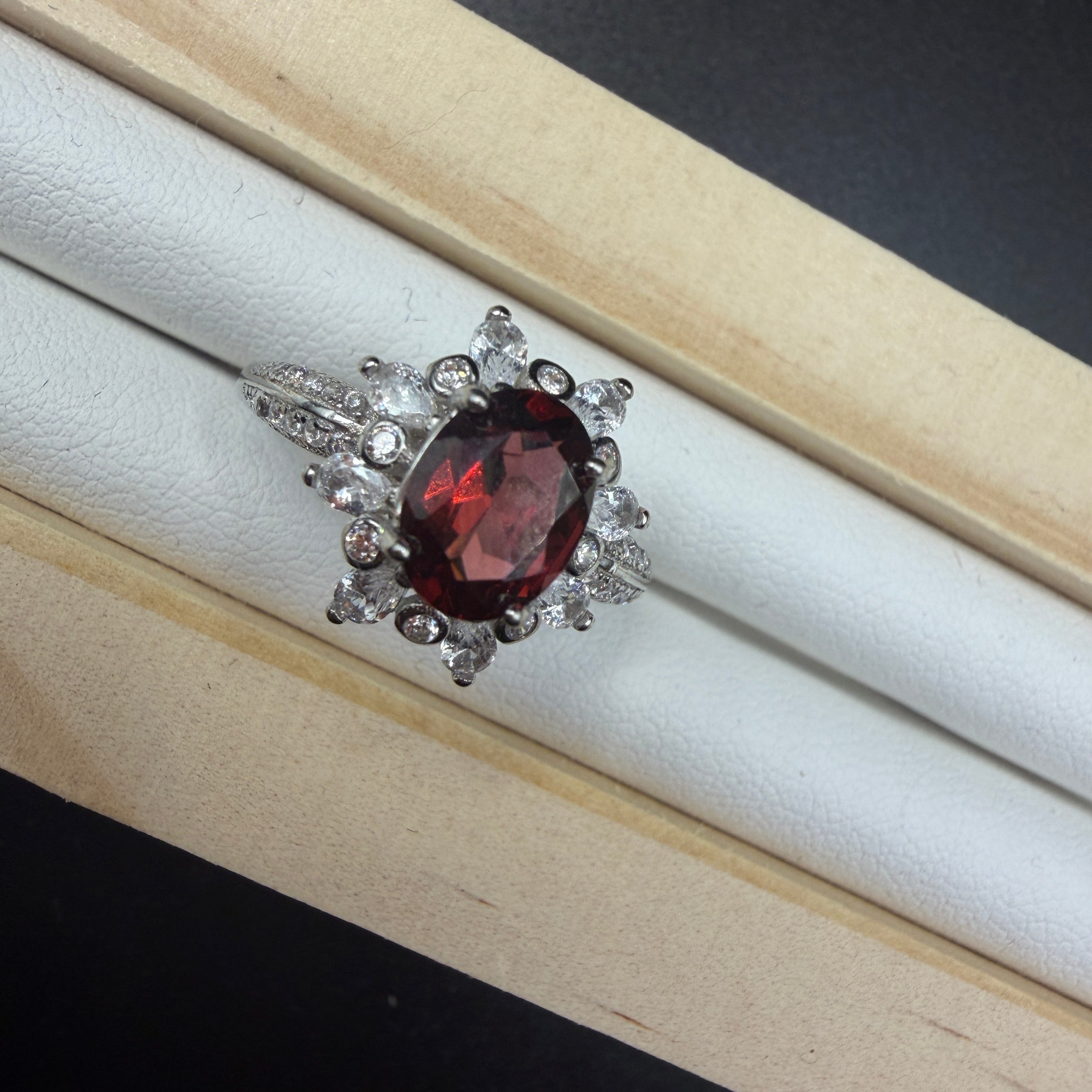 Garnet S925 Adjustable Ring
