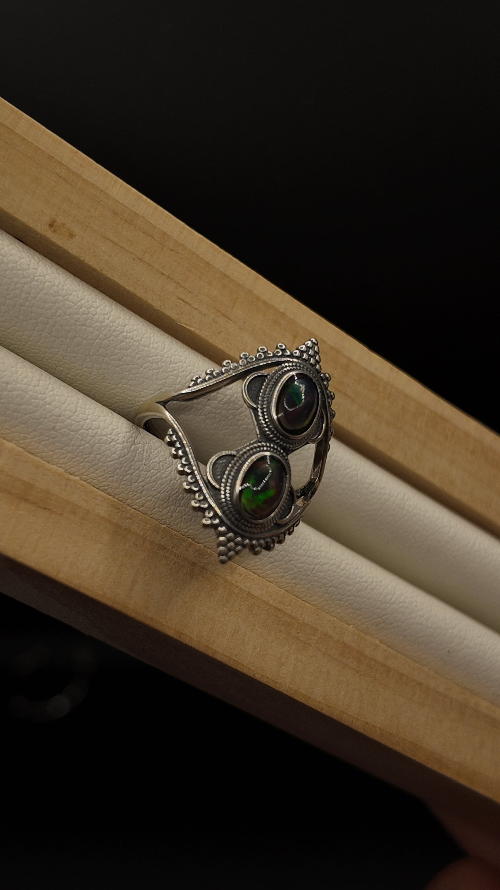 Double Black Opal Ring