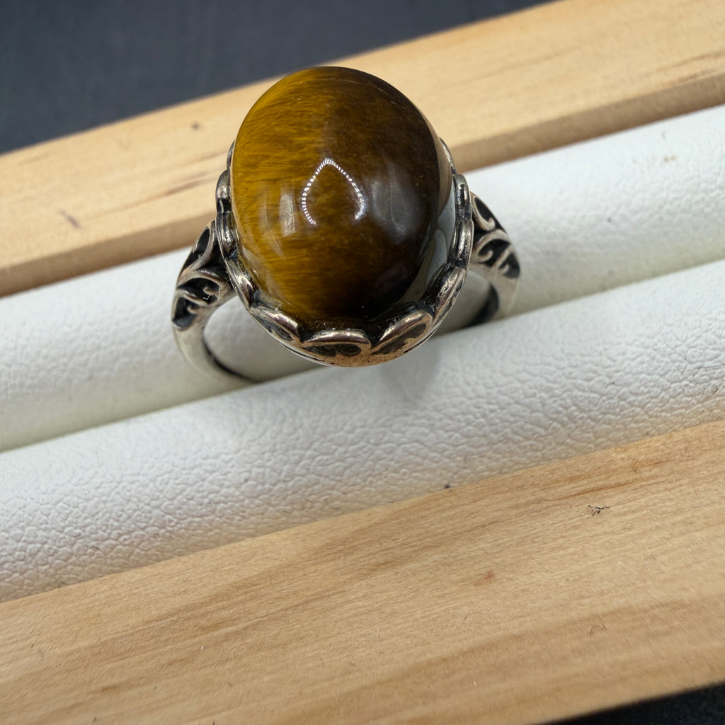 Tigers Eye S925 Adjustable Ring
