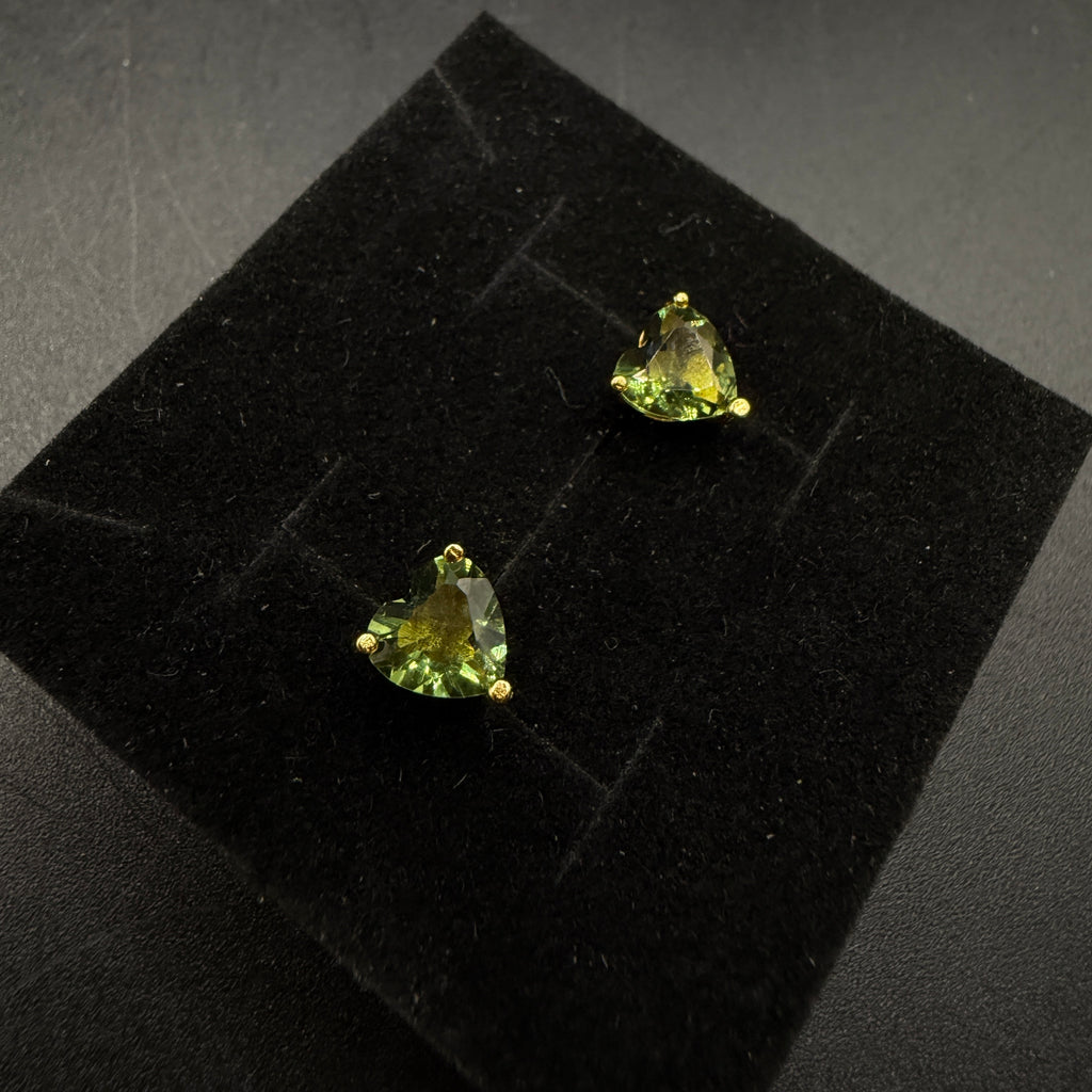 Moldavite Heart S925 Certified Earrings