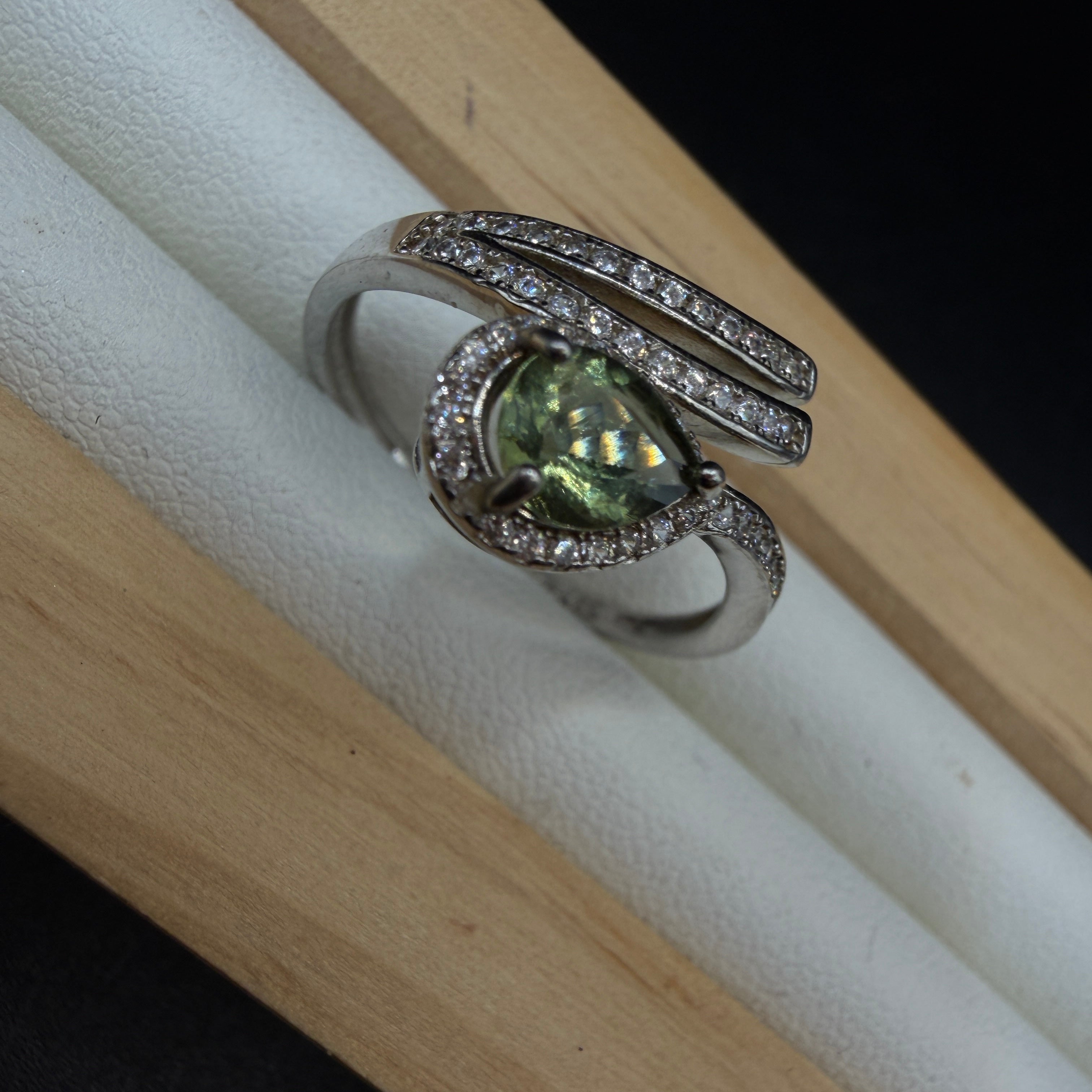 Moldavite S925 Adjustable Certified Ring
