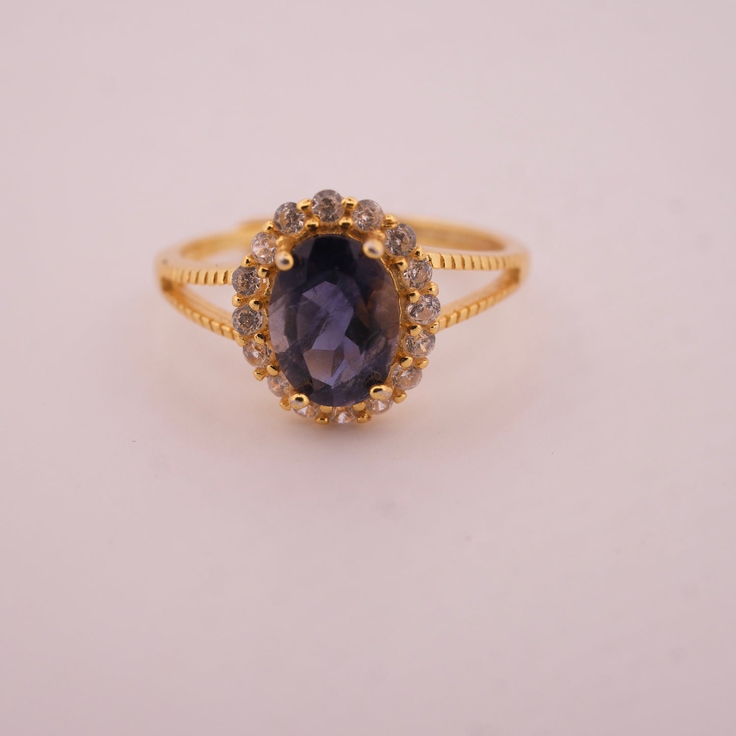 Sapphire S925 Adjustable Gold Ring