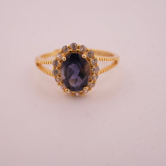 Sapphire S925 Adjustable Gold Ring