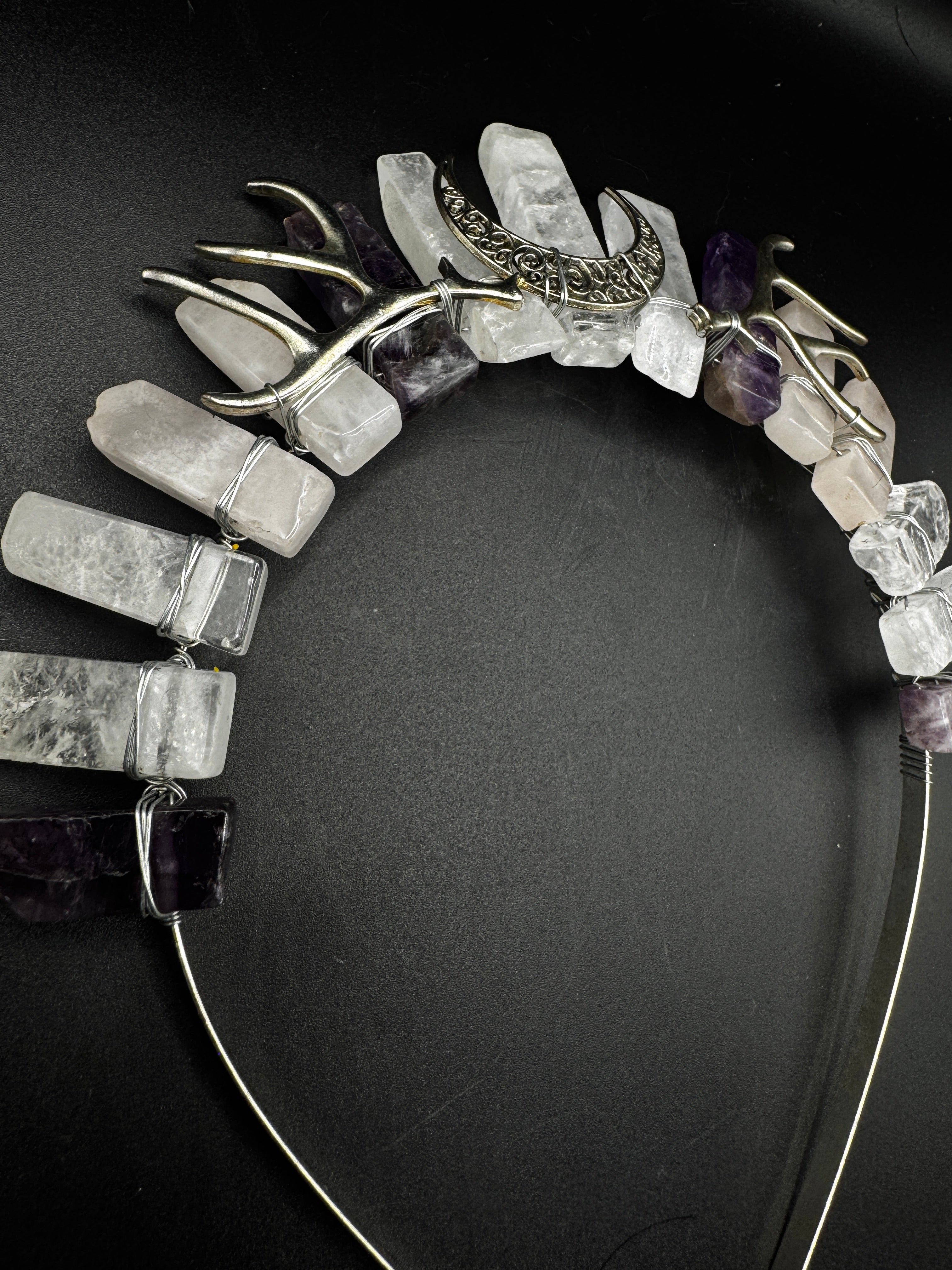 Amethyst and Rose Quartz Crystal Crown