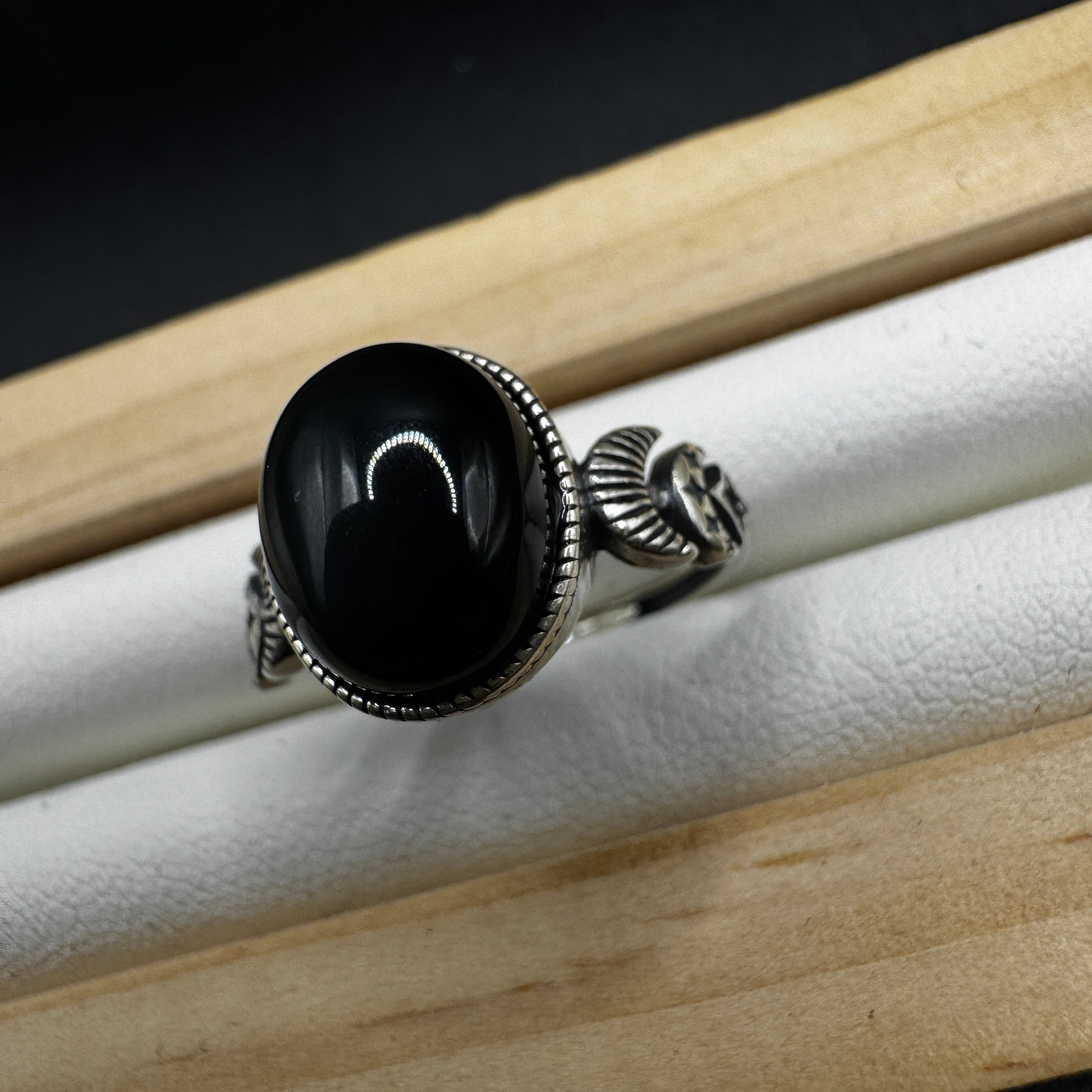 Obsidian S925 Adjustable Ring