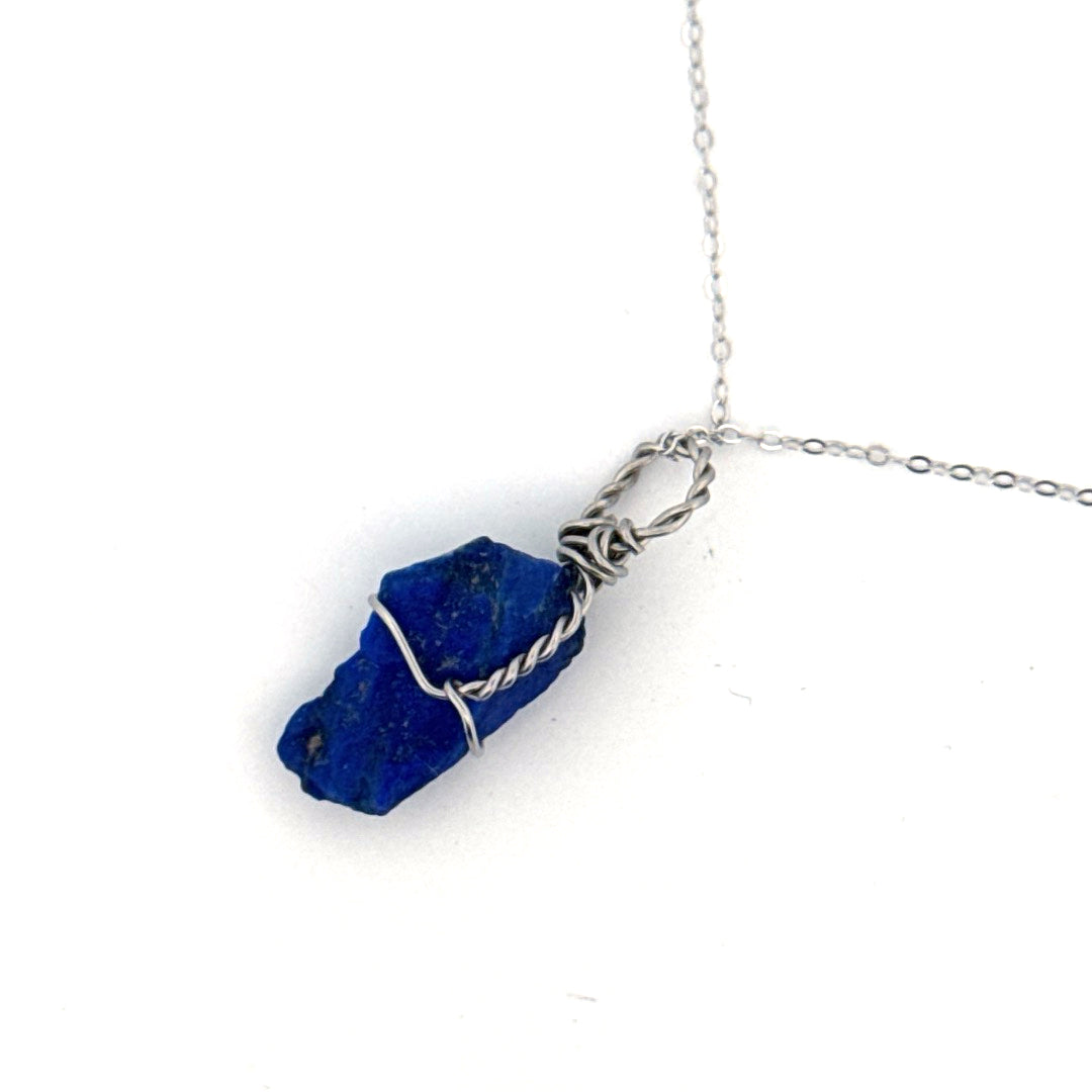 Raw Lapis Lazuli Handmade Necklace on S925 Chain