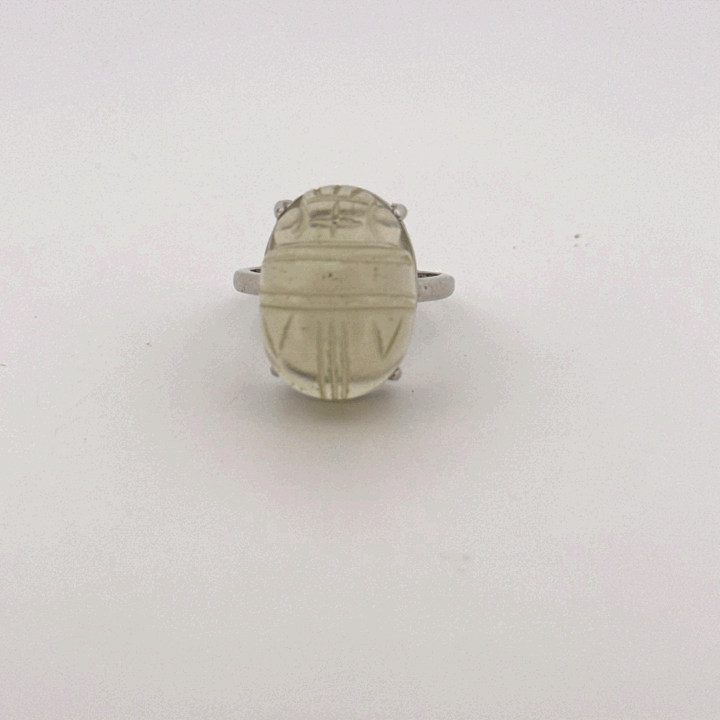 Large Libyan Desert Glass S925 Certified Adjustable Ring