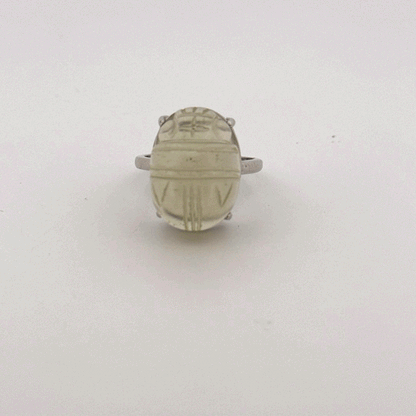 Large Libyan Desert Glass S925 Certified Adjustable Ring