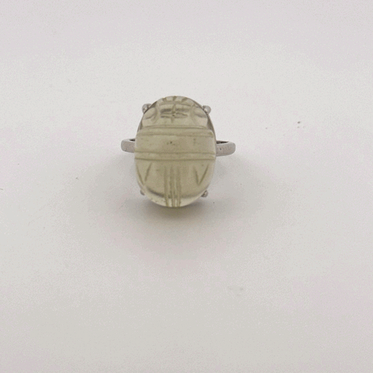 Large Libyan Desert Glass S925 Certified Adjustable Ring