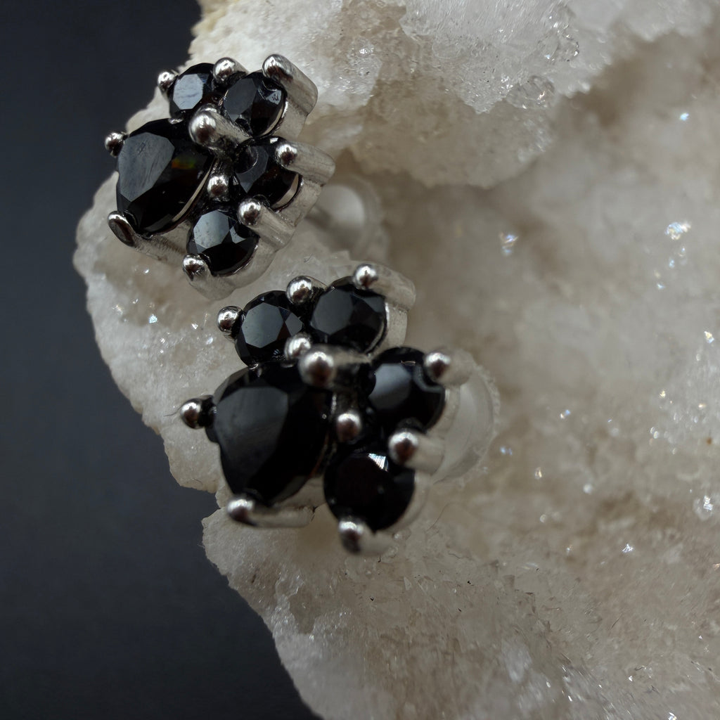 Black Spinel Paw S925 Earrings