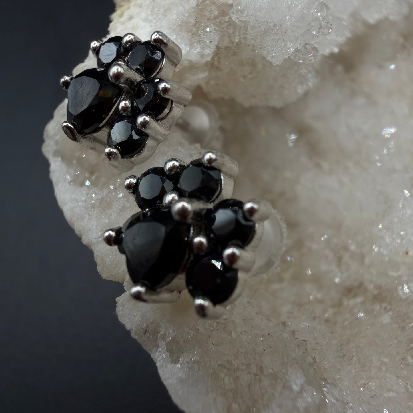 Black Spinel Paw S925 Earrings