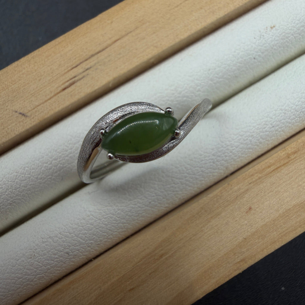 Green Jade S925 Adjustable Ring