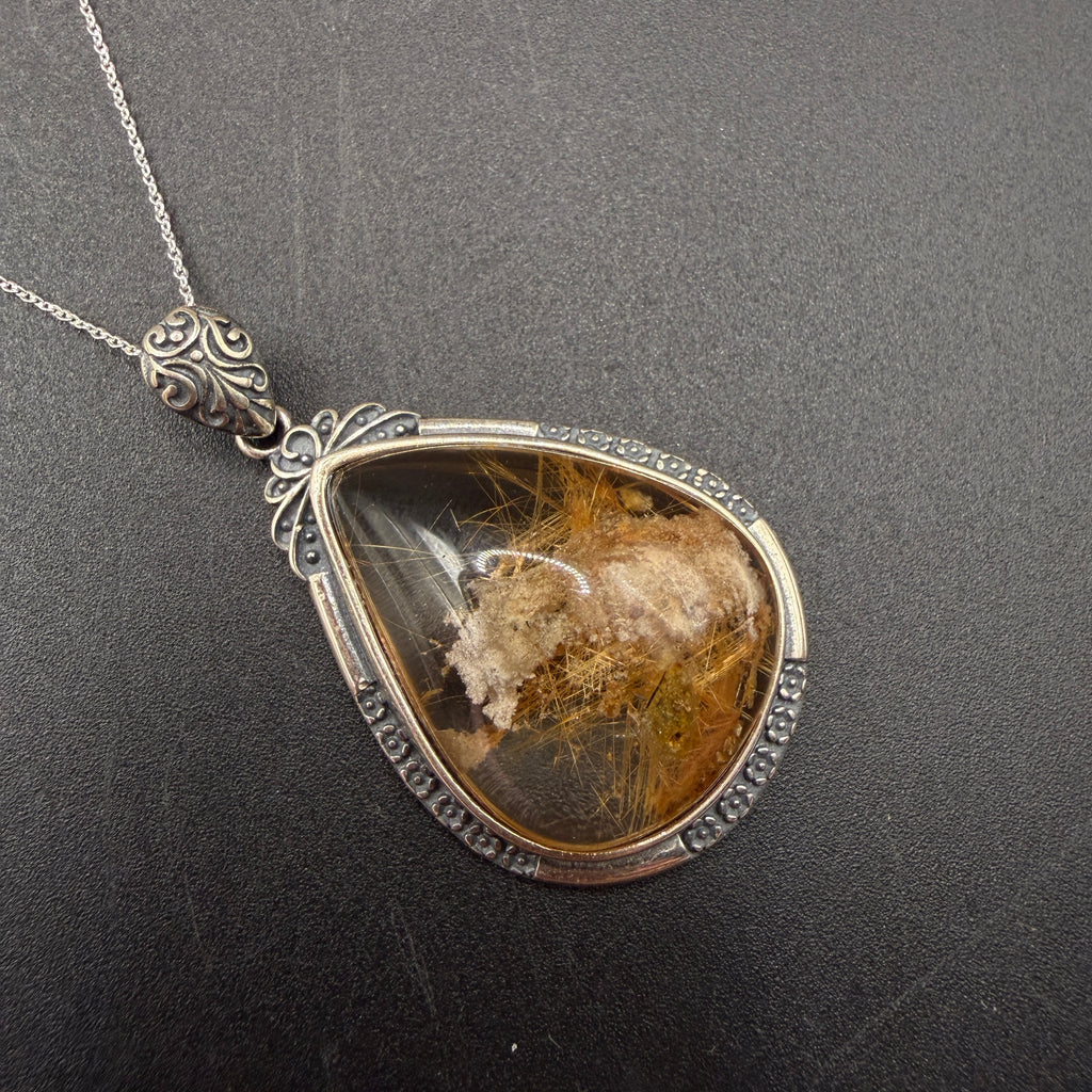 Garden Quartz and Rutile S925 Necklace