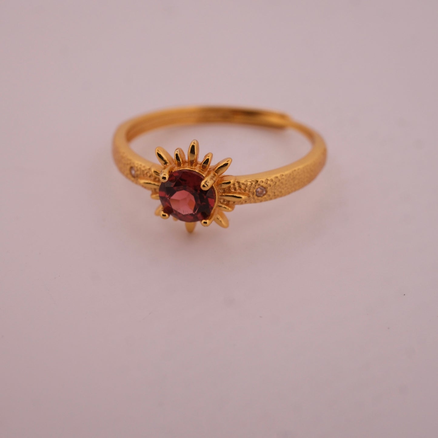 Garnet Sun Gold S925 Adjustable Ring