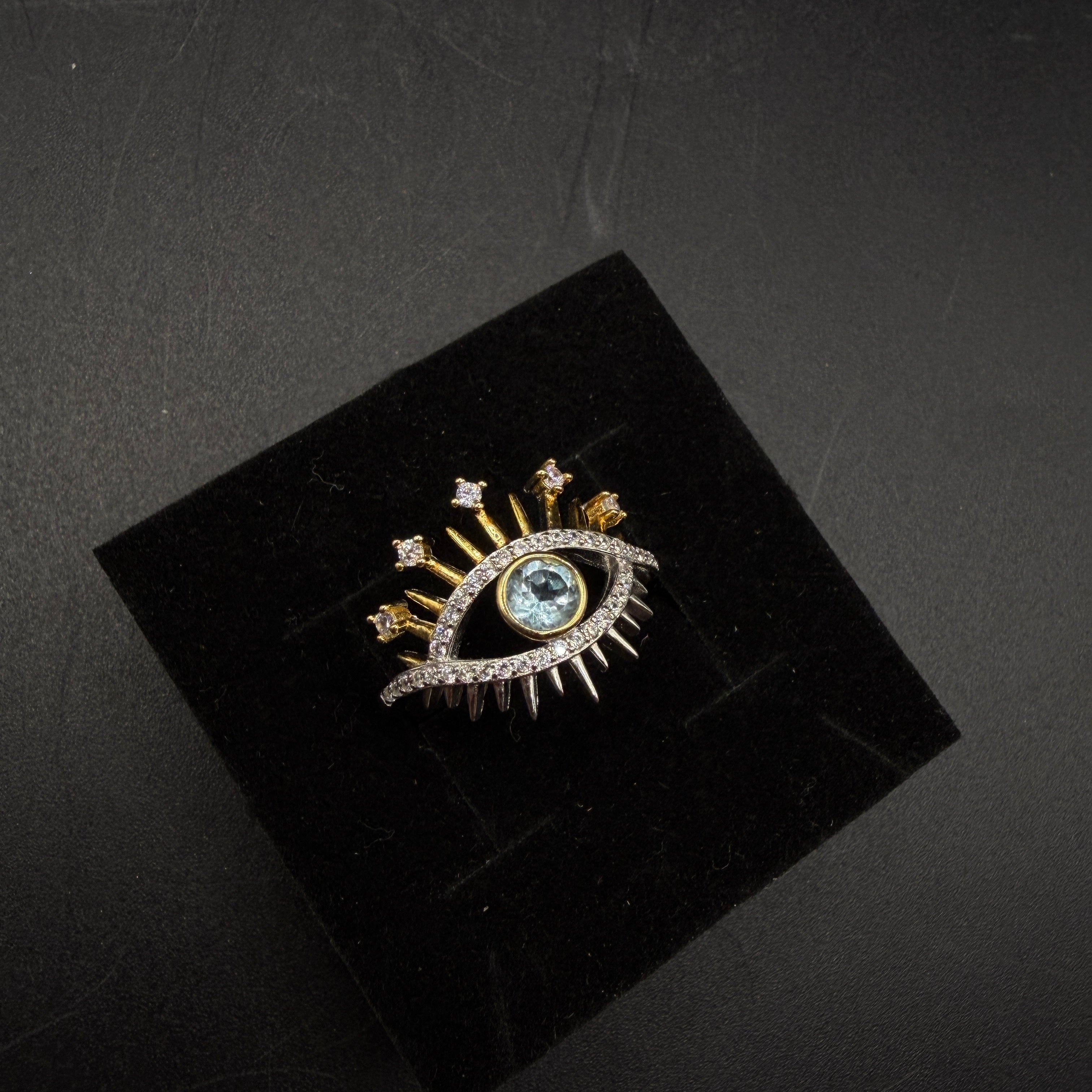 Blue Topaz Eye S925 Certified Adjustable Ring